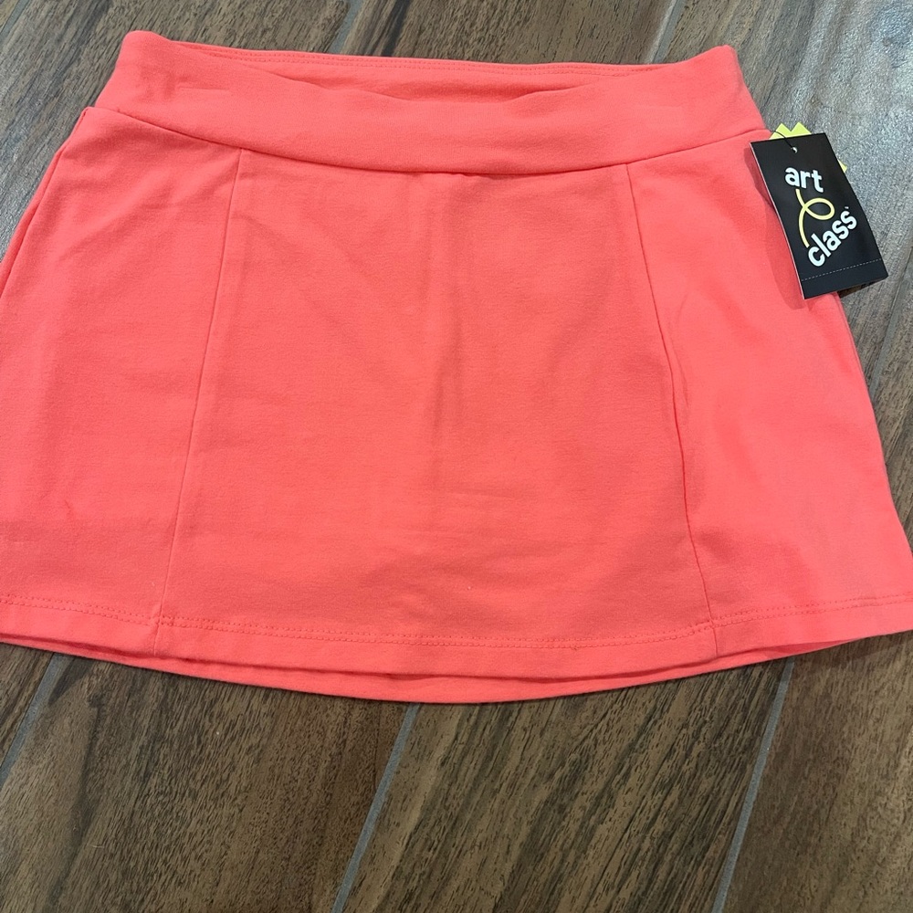 Girls -Art Class Vibrant Melon Skirt W/ built- in biker shorts